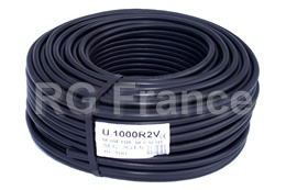 Câble R2V électrique U-1000 volts RO2V rigide 5G2.5mm² noir en 100m