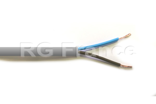 Câble souple H03VV-F 2x0.50mm² pour l'alimentation électrique d'appareils domestiques fixes ou mobiles, gris en 100 mètres - Cliquez sur l'image pour la fermer
