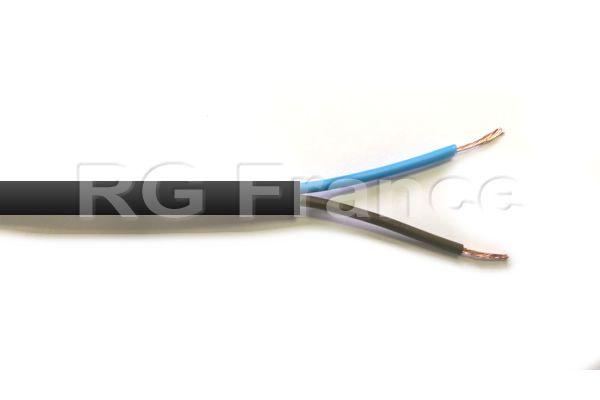 Câble souple H03VV-F 2x0.75mm² pour l'alimentation électrique d'appareils domestiques fixes ou mobiles, noir en 100 mètres - Cliquez sur l'image pour la fermer
