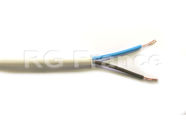 Câble souple H03VV-F 2x0.50mm² pour l'alimentation électrique d'appareils domestiques fixes ou mobiles, blanc en 50 mètres - Cliquez sur l'image pour la fermer