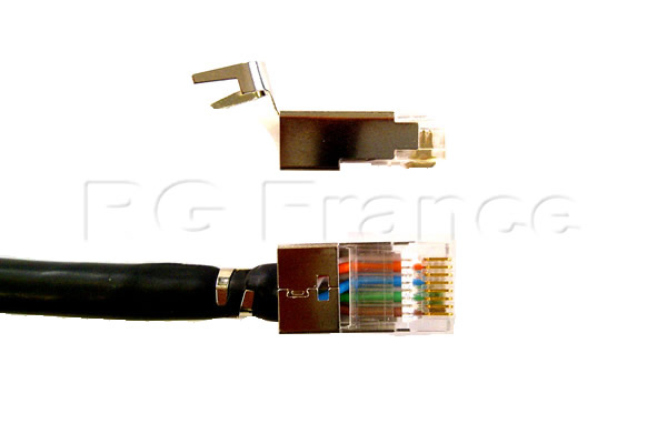 Plug RJ45 blindé à sertir sur câbles réseau rigides AWG23 - Cliquez sur l'image pour la fermer